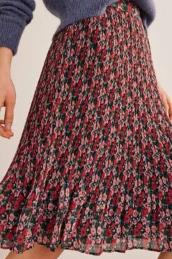 Boden Red Knee Length Plisse Skirt -Outlet Mode Zyra Store D82318s3