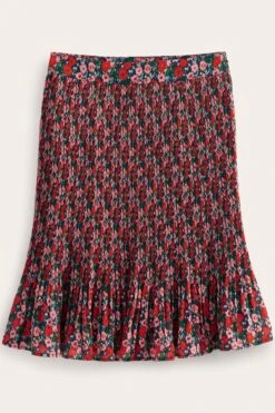 Boden Red Knee Length Plisse Skirt -Outlet Mode Zyra Store D82318s5