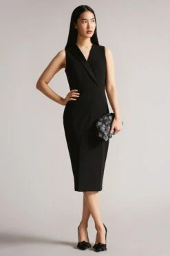 Ted Baker Tilolah Seam Detail Bodycon Black Dress