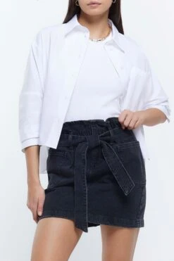 River Island Black Paperbag Pocketed Mini Skirt