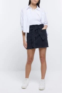 River Island Black Paperbag Pocketed Mini Skirt -Outlet Mode Zyra Store D83636s3