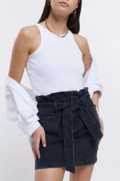 River Island Black Paperbag Pocketed Mini Skirt -Outlet Mode Zyra Store D83636s4