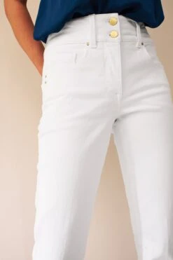 Next White Lift, Slim & Shape Slim Flared Jeans With Gold Double Button Fastening -Outlet Mode Zyra Store D88758s4