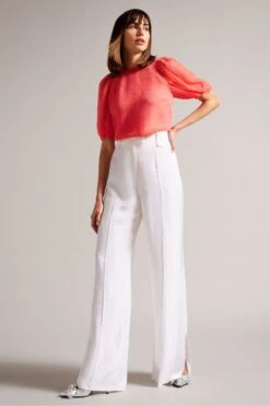 Ted Baker Pink Natelie Coral Boxy Top With Puff Sleeves -Outlet Mode Zyra Store D89311s3