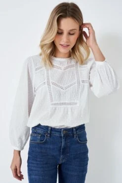 Crew Clothing Company White Cotton Blouse