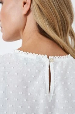 Crew Clothing Company White Cotton Blouse -Outlet Mode Zyra Store D89415s3