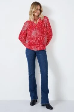 Crew Clothing Company Ruby Red Spot Cotton Blouse