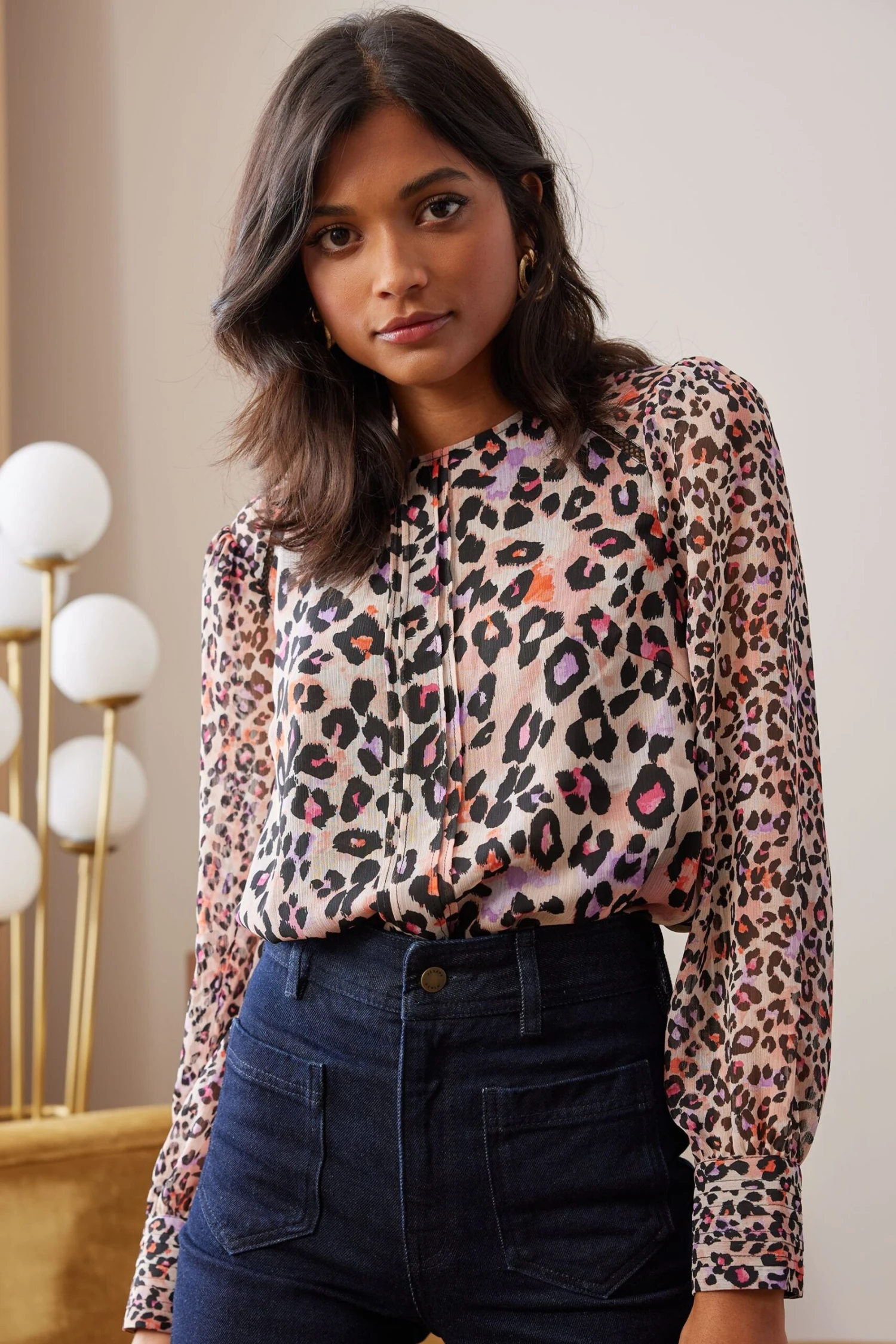 Love & Roses Printed Pintuck Blouse 3 Love & Roses Printed Pintuck Blouse