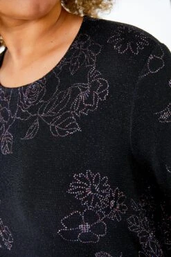 Roman Curve Shimmer Floral Print Top -Outlet Mode Zyra Store K18020s5