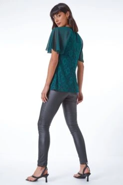 Roman Lace Chiffon Sleeve Shell Top -Outlet Mode Zyra Store K24322s3