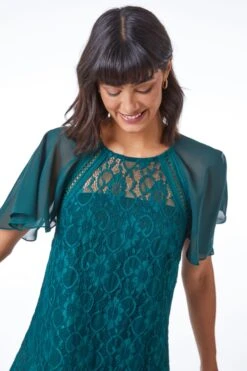 Roman Lace Chiffon Sleeve Shell Top -Outlet Mode Zyra Store K24322s5