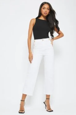 Lipsy Military Button Detail Crop Jeans -Outlet Mode Zyra Store K31581s3