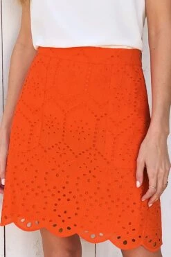 Love & Roses Broderie Pocket Scallop Hem Mini Skirt