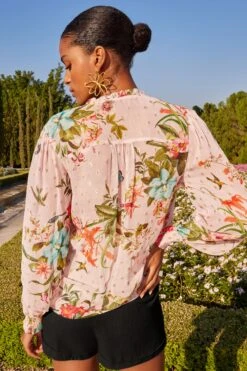 V&A L Love & Roses Printed Ruffle Frill Neck Metallic Blouse 8 V&A L Love & Roses Printed Ruffle Frill Neck Metallic Blouse -Outlet Mode Zyra Store K34726s3