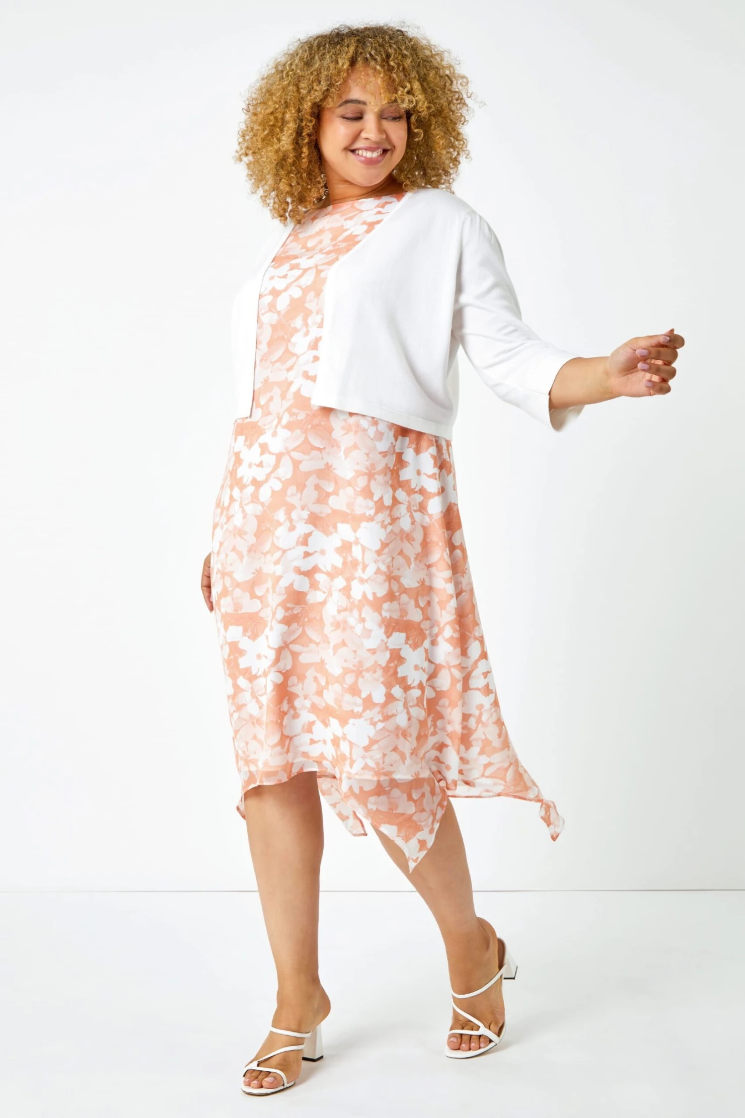 Roman Curve Floral Hanky Hem Chiffon Dress 4 Roman Curve Floral Hanky Hem Chiffon Dress - Image 2