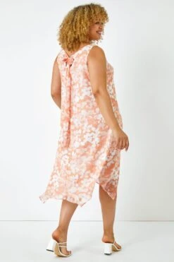 Roman Curve Floral Hanky Hem Chiffon Dress 9 Roman Curve Floral Hanky Hem Chiffon Dress -Outlet Mode Zyra Store K45936s3