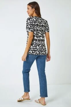 Roman Aztec Print Puff Sleeve Top -Outlet Mode Zyra Store K45948s3