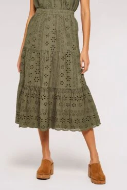 Apricot Broderie Anglaise Tiered Midi Skirt 9 Apricot Broderie Anglaise Tiered Midi Skirt -Outlet Mode Zyra Store K46114s4