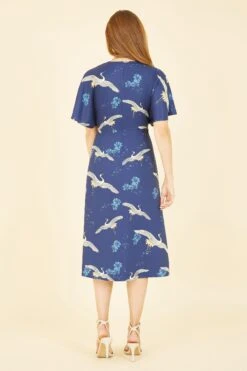 Yumi Crane Print Kimono Midi Dress -Outlet Mode Zyra Store K49105s4