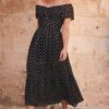 Sosandar Lurex Spot Bardot Midi Dress