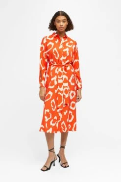 OBJECT Abstract Animal Print Midi Shirt Dress