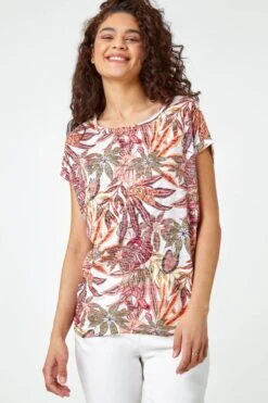 Roman Burnout Palm Print Cocoon Top