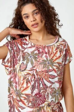 Roman Burnout Palm Print Cocoon Top -Outlet Mode Zyra Store K57556s4