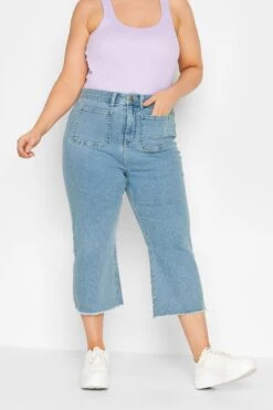 Yours Curve Cropped Wide Leg Jean With Front Pockets