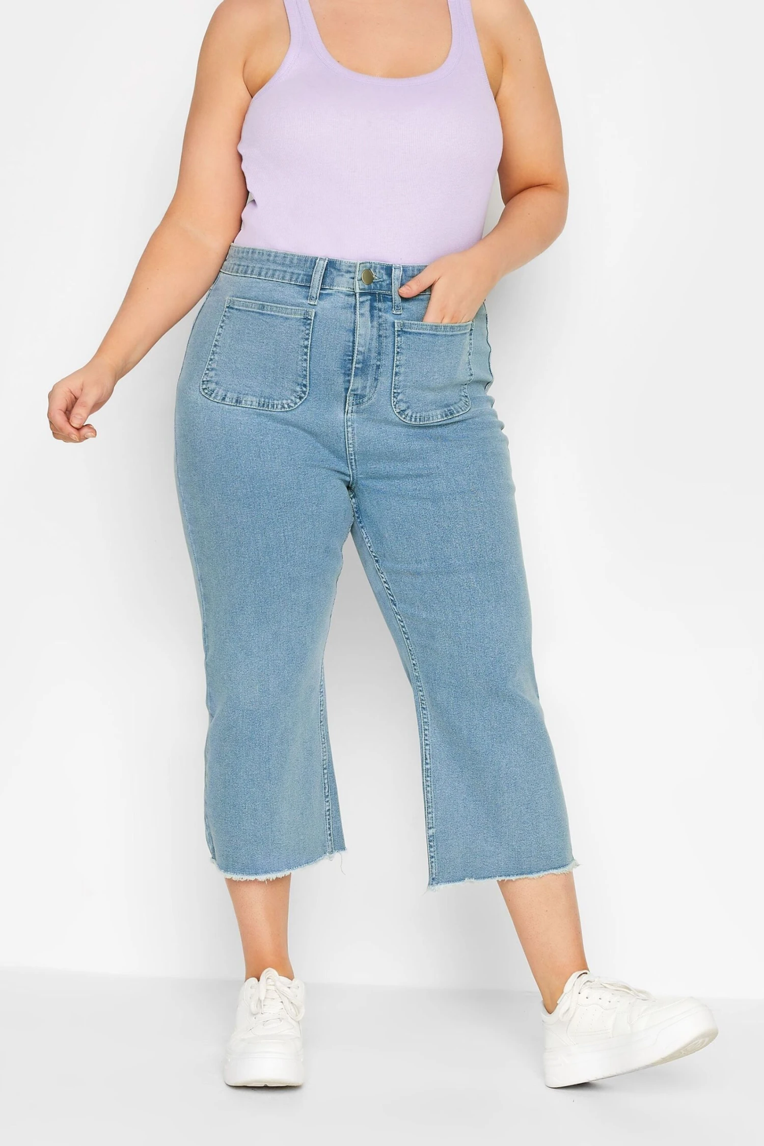 Yours Curve Cropped Wide Leg Jean With Front Pockets 3 Yours Curve Cropped Wide Leg Jean With Front Pockets