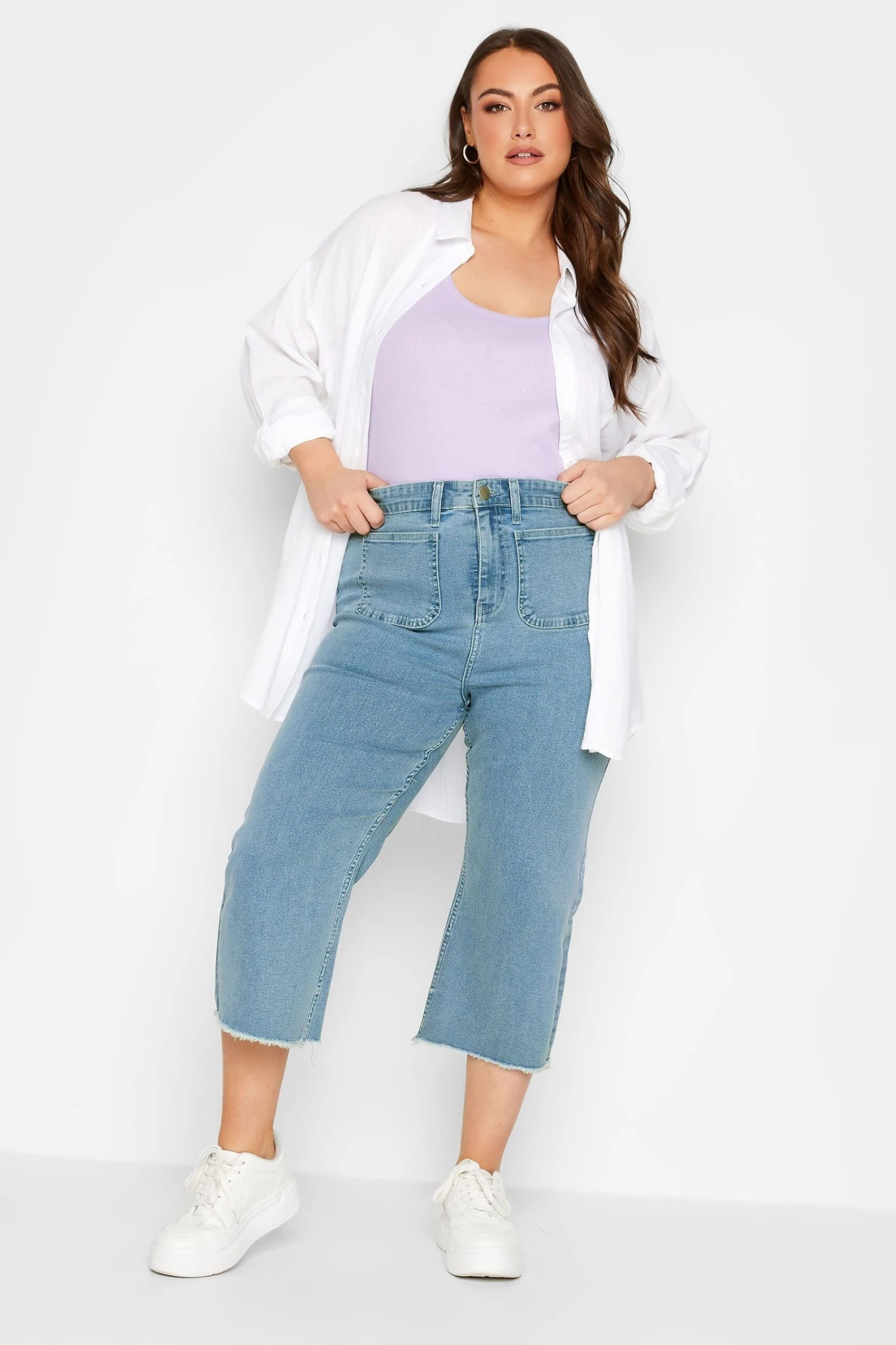 Yours Curve Cropped Wide Leg Jean With Front Pockets 4 Yours Curve Cropped Wide Leg Jean With Front Pockets - Image 2