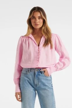 Forever New Ren Linen Button Through Blouse