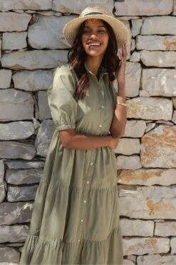 Threadbare Tiered Midi Shirt Dress