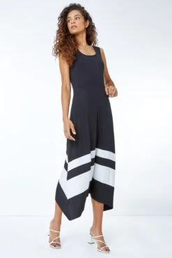 Roman Border Print Jersey Stretch Midi Dress