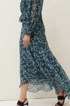 Phase Eight Blue Floral Drop Hem Skirt -Outlet Mode Zyra Store M42375s4
