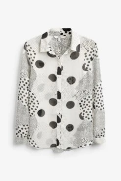 Next Long Sleeve Print Sheer Shirt -Outlet Mode Zyra Store M74421s6