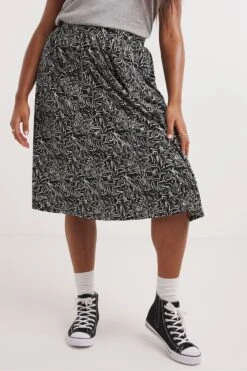 Simply Be Black Print Print Supersoft Jersey Pocket Midi Skirt -Outlet Mode Zyra Store M91 289s3