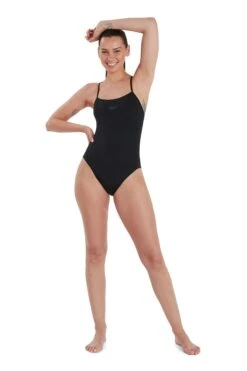 Speedo Black Endurance+ Thinstrap One Piece Swimsuit