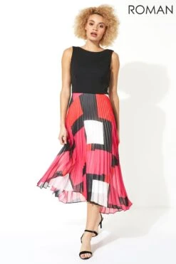 Roman Fit And Flare Pleated Midi Dress 9 Roman Fit And Flare Pleated Midi Dress -Outlet Mode Zyra Store P45199s4