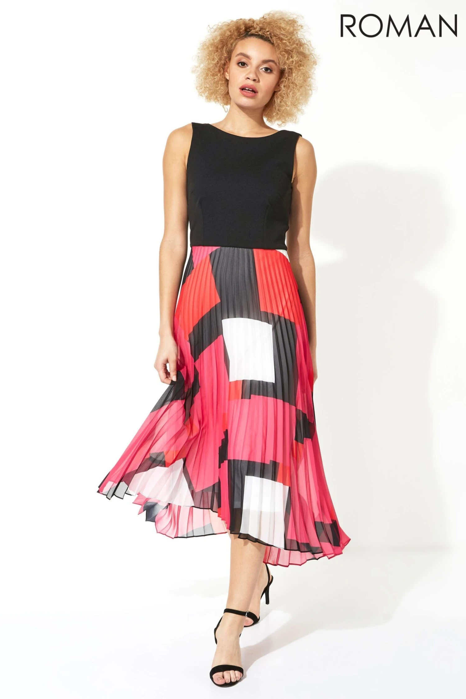 Roman Fit And Flare Pleated Midi Dress 6 Roman Fit And Flare Pleated Midi Dress - Image 4