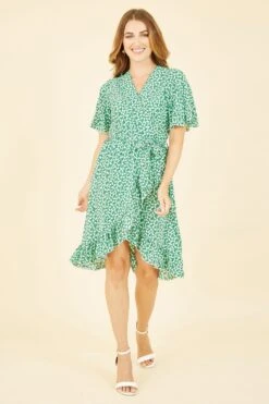 Mela Ditsy Floral Frill Wrap Dress