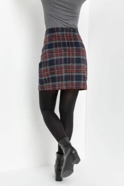 Roman Check Print Brushed Skirt -Outlet Mode Zyra Store P82000s4