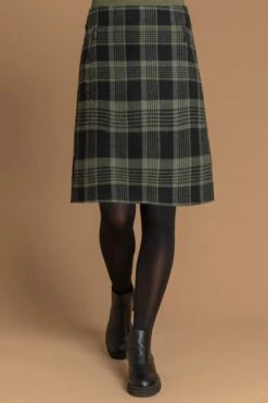 Roman Check Print Zip Pocket Skirt