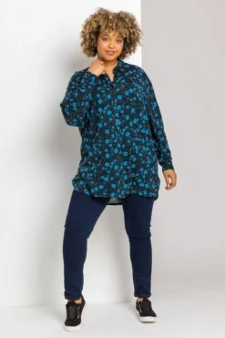 Roman Curve Linear Floral Print Shirt -Outlet Mode Zyra Store P84360s3