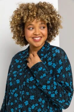 Roman Curve Linear Floral Print Shirt -Outlet Mode Zyra Store P84360s4