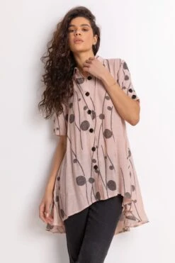Roman Spot Print Button Through Shirt
