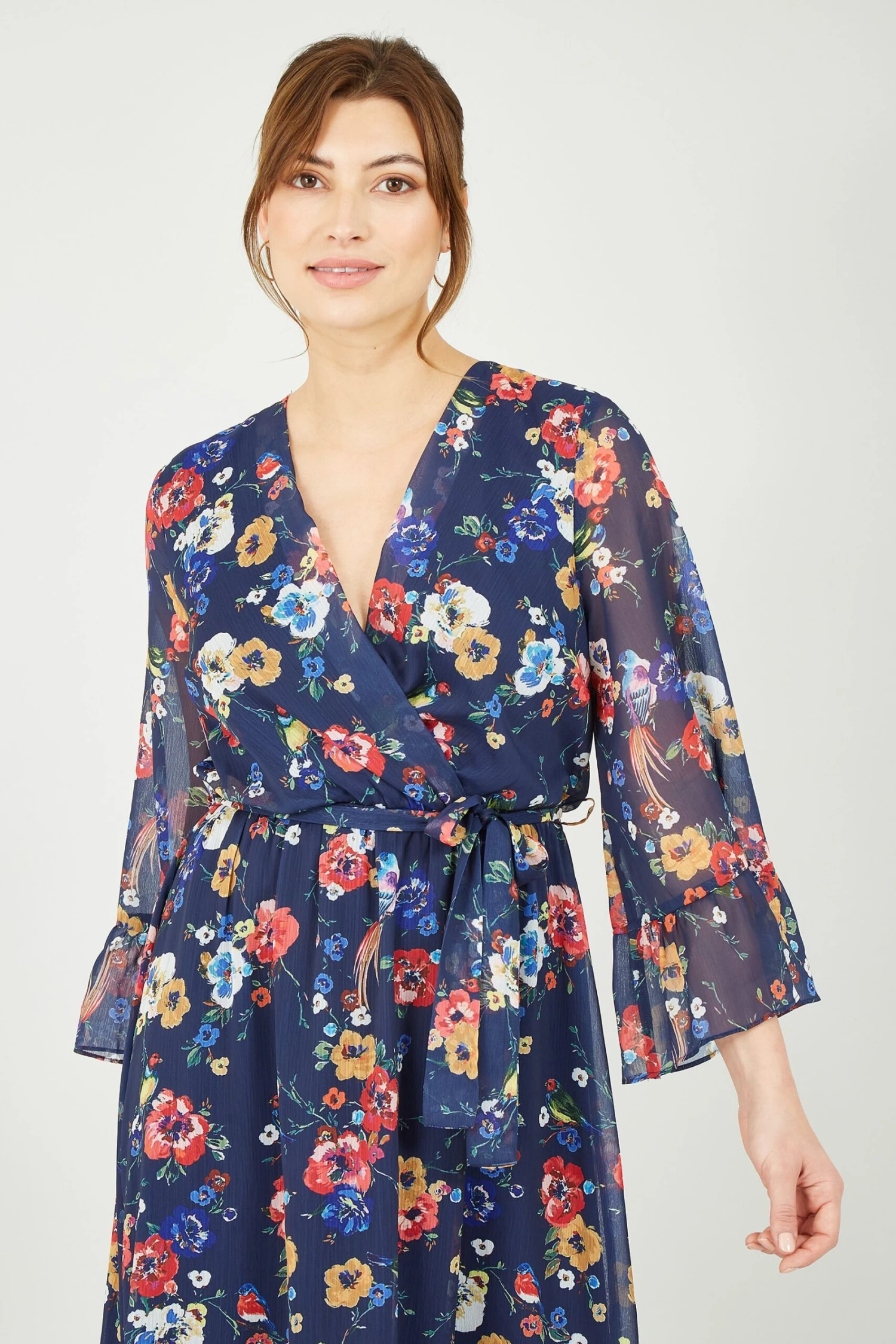 Yumi Bird And Floral Print Wrap Dress 4 Yumi Bird And Floral Print Wrap Dress - Image 2