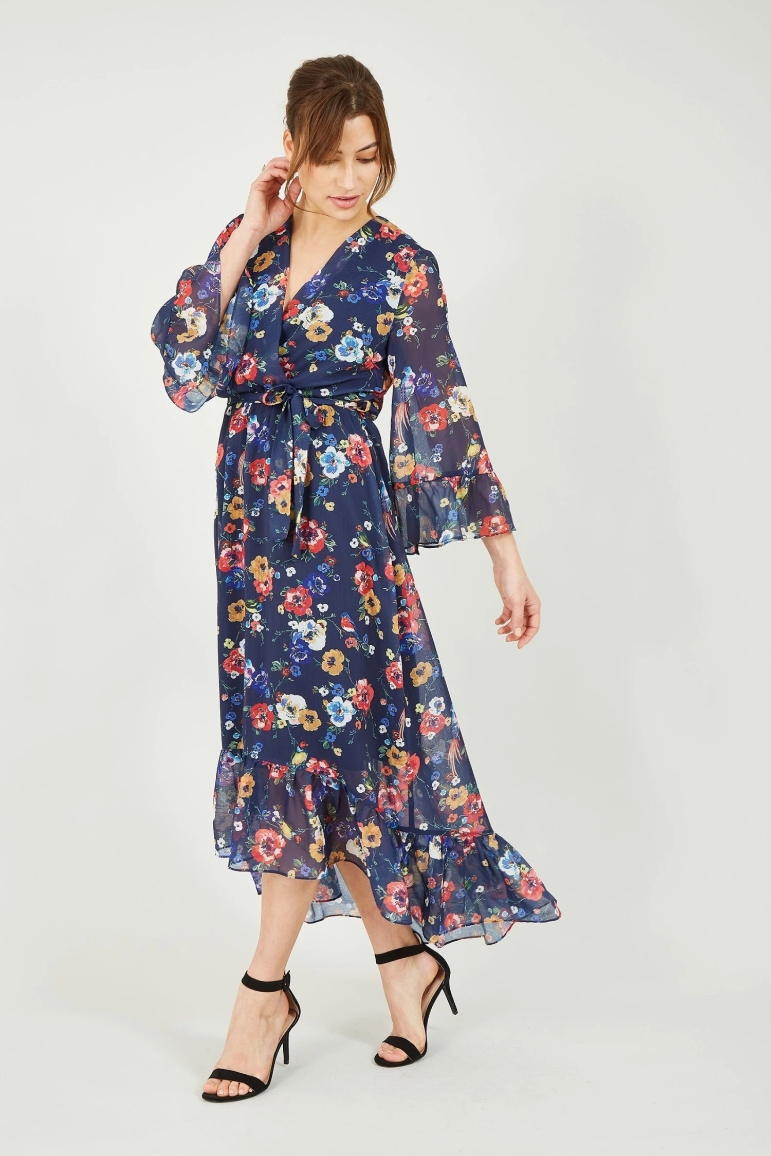 Yumi Bird And Floral Print Wrap Dress 5 Yumi Bird And Floral Print Wrap Dress - Image 3