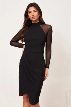 Lipsy Long Sleeve Asymmetrical Bodycon Dress