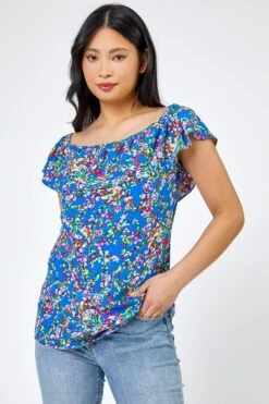 Roman Petite Ditsy Floral Bardot Top