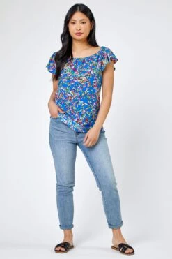 Roman Petite Ditsy Floral Bardot Top -Outlet Mode Zyra Store P99998s3